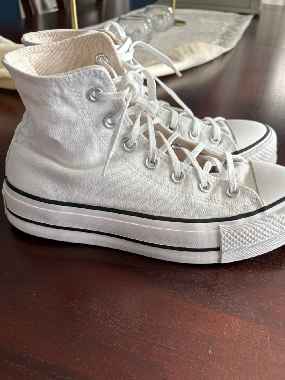 Converse White High-Top Platform Sneakers - Picture 9 of 11